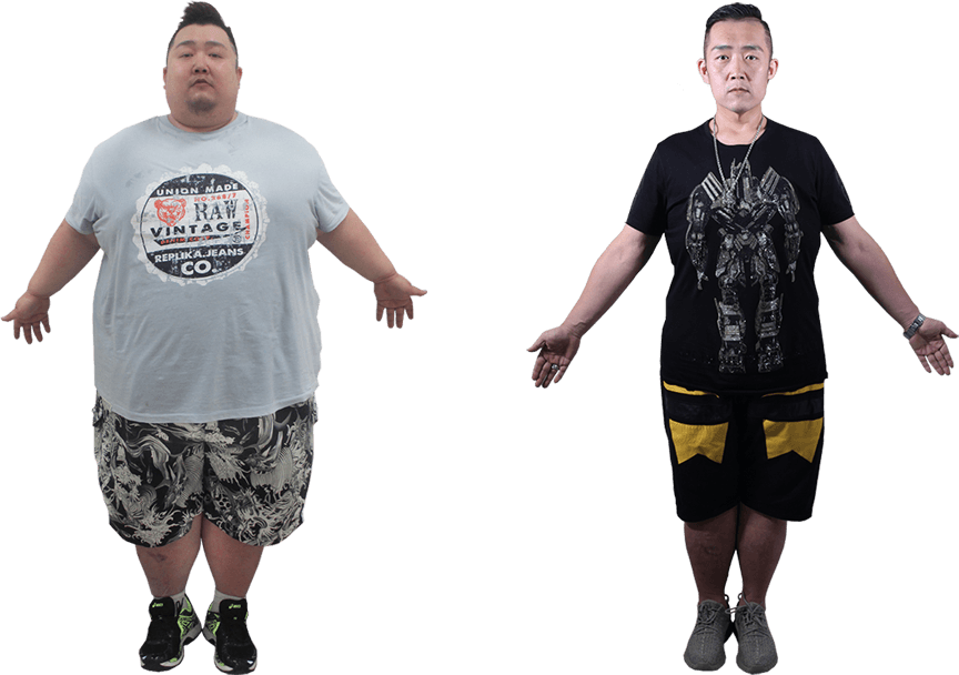入营体重440斤 出营体重190斤 减重百分比: 56.
